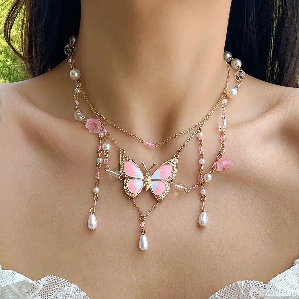Sweet Drip Oil Butterfly Necklace Aesthetic Jewelry