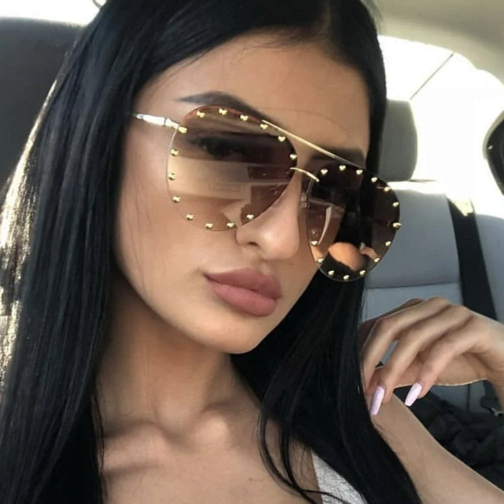 Rimless Luxury Colored Sunglasses - UV400
