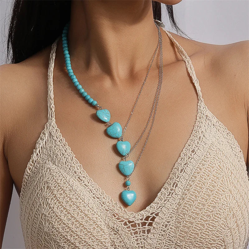 Turquoise Stone Heart Necklace