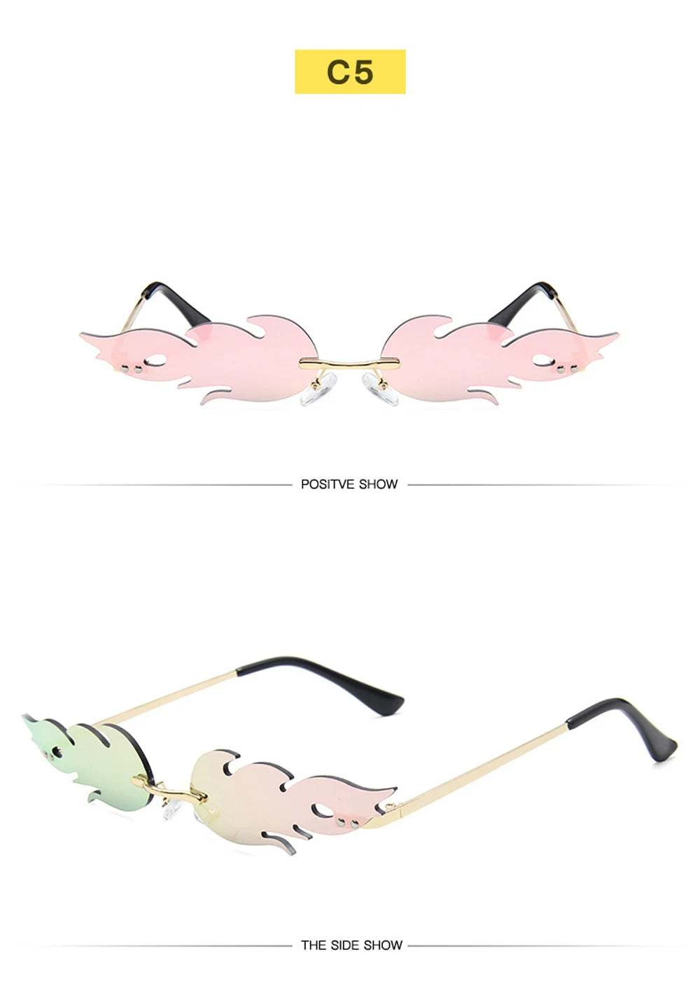 Luxury Rimless Wave Sunglasses