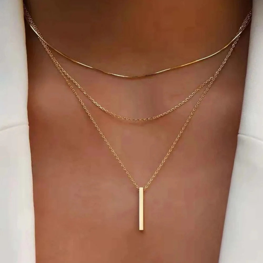 Layered 14K Gold Plated Pearl Cuban Necklace