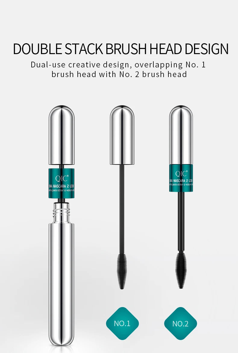 Double In-one Mascara Silk Fiber Waterproof | Thick Lengthening Eye Lashes