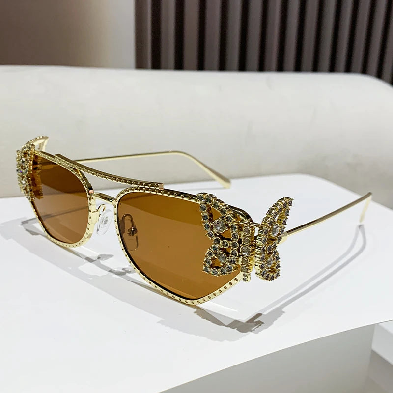 Butterfly diamond-encrusted sunglasses