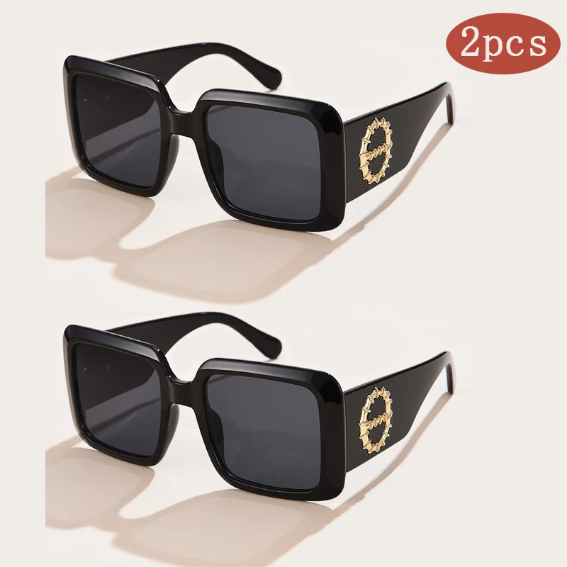 2pcs Brand Square Eyewear UV400
