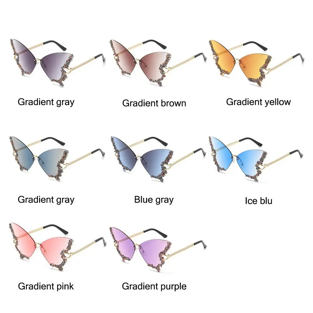 Luxury Butterfly Rimless Oversized Rhinestone Eyewear