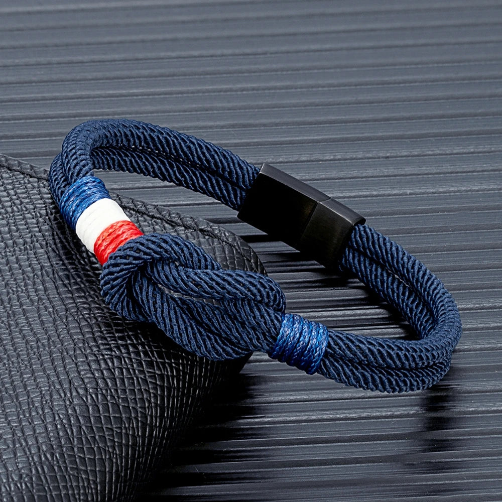 Square Knot Rope Bracelet - Woven Double-Layer
