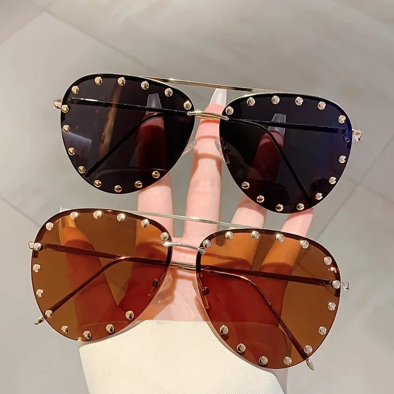 Rimless Luxury Colored Sunglasses - UV400