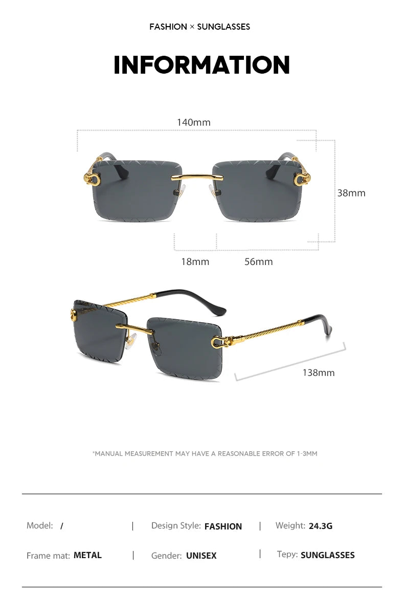 Rimless cutaway square rimmed