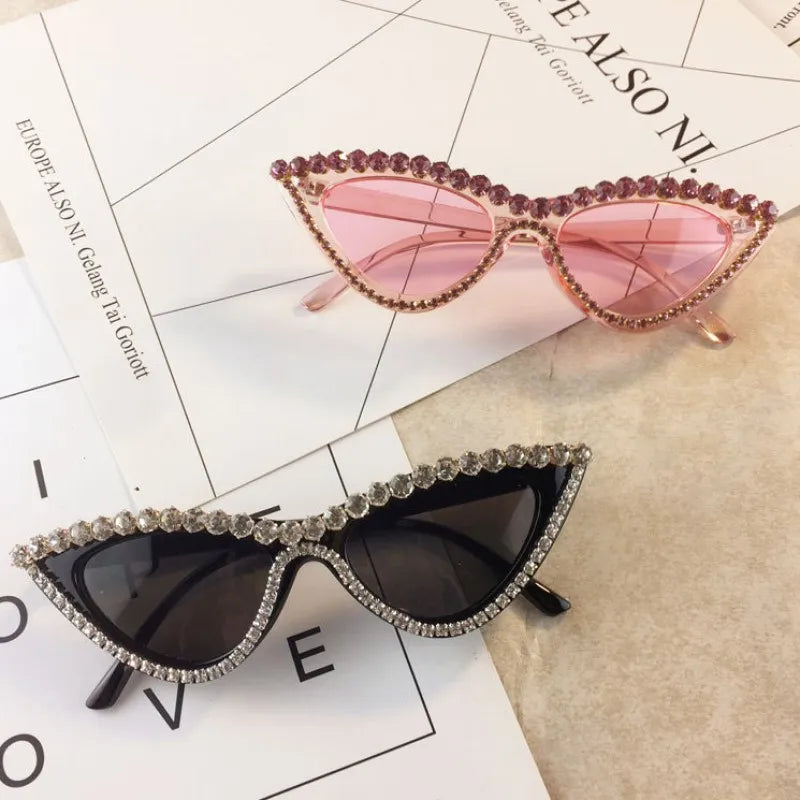 Vintage Luxury Crystal Diamond Cat eye