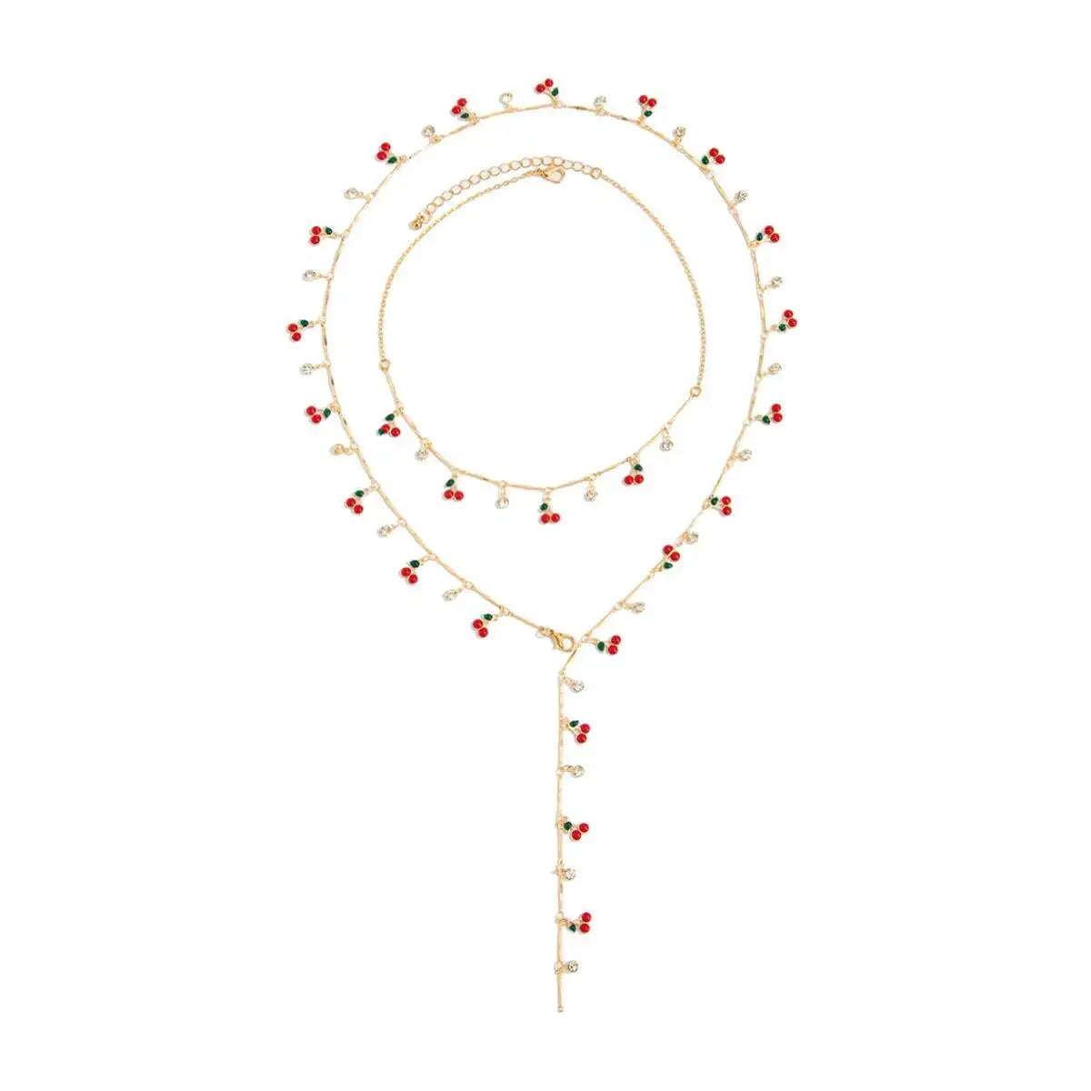 Romantic Cherry Long Chain Necklace