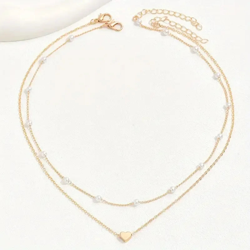 Heart Pendant Pearl Gold