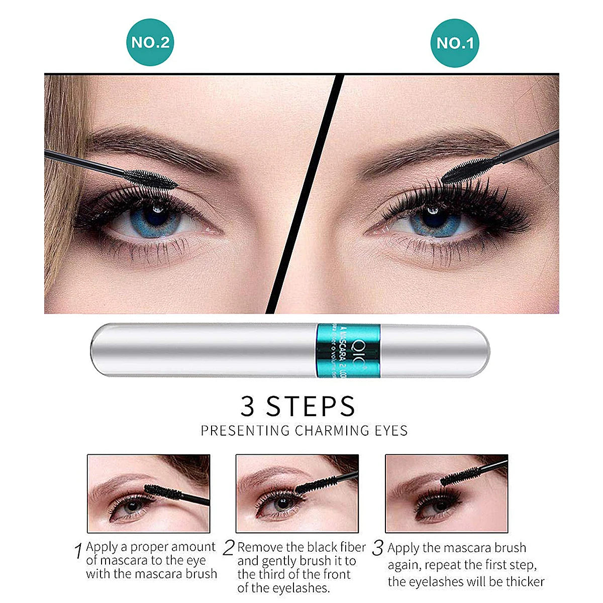 Double In-one Mascara Silk Fiber Waterproof | Thick Lengthening Eye Lashes