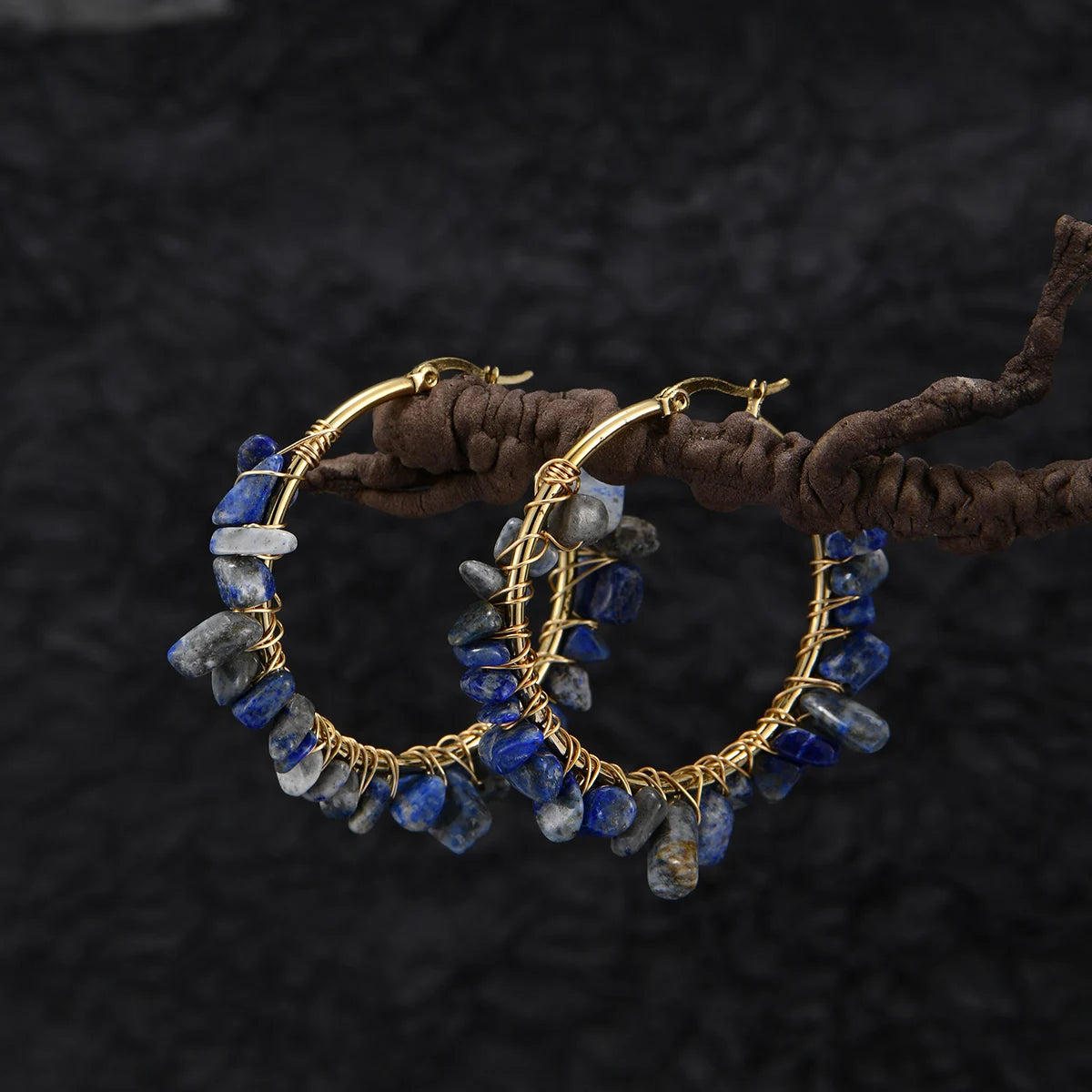 Creative Round Natural Stone/Turquoise Earrings