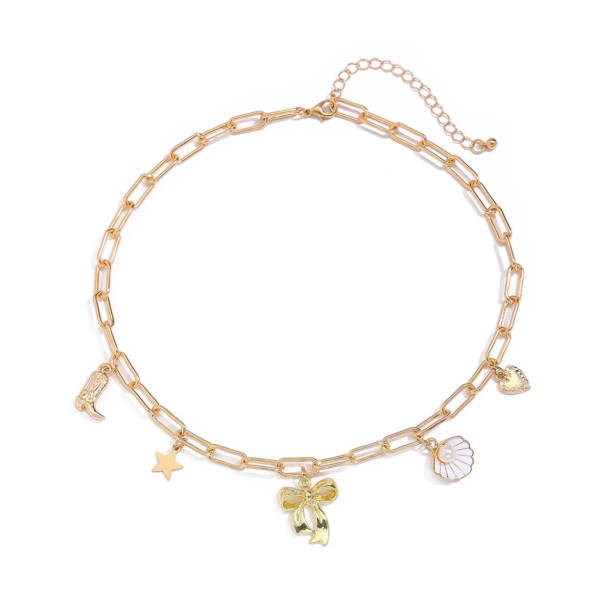 Star Love Heart Bowknot Pendant Necklace