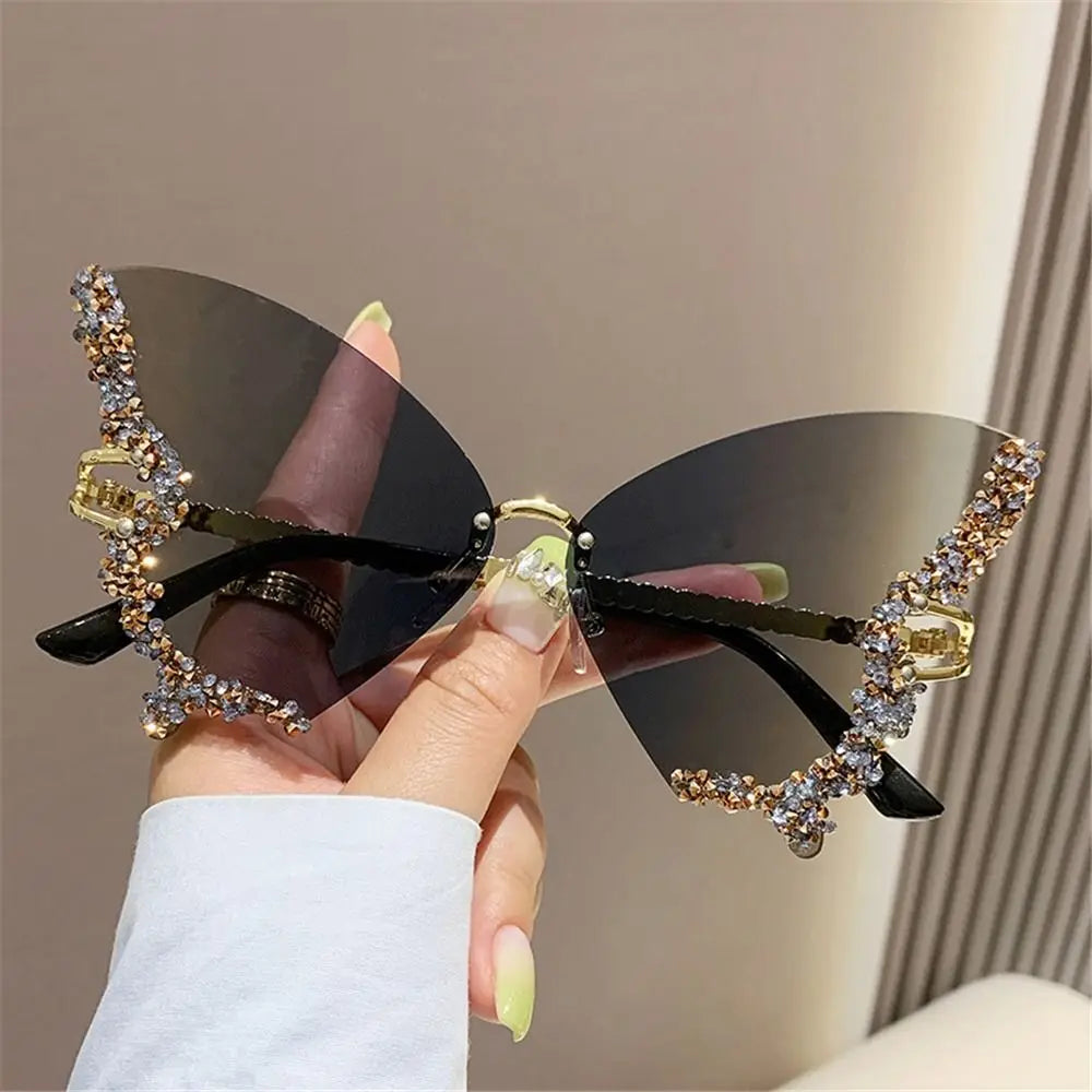 Luxury Butterfly Rimless Oversized Rhinestone Eyewear