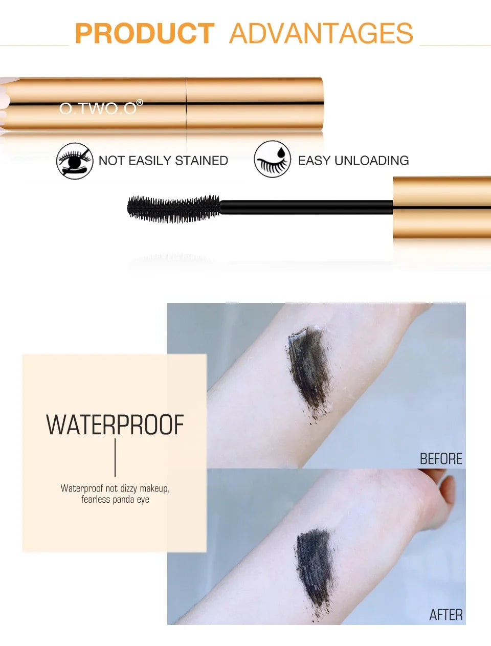 3D Lengthening Long-wearing Gold Color Mascara