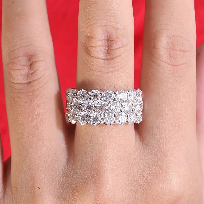 Moissanite Engagement Band - 10K White Gold