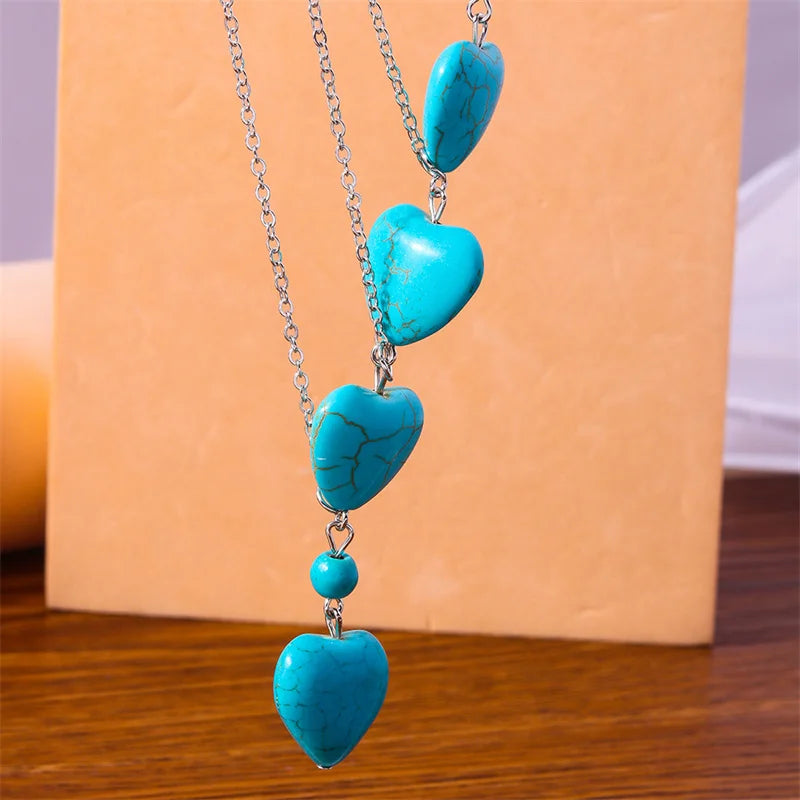 Turquoise Stone Heart Necklace