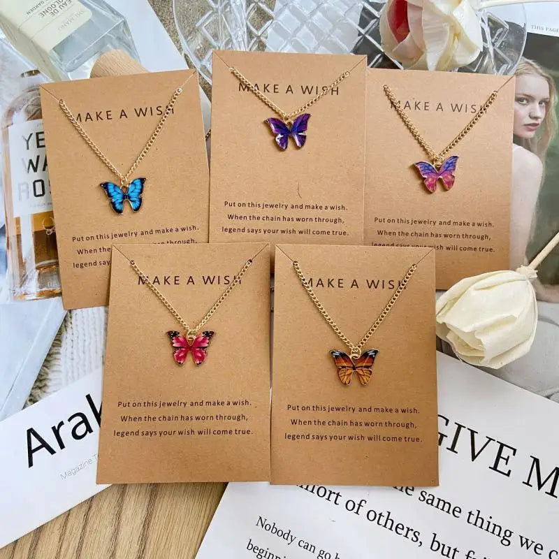 Butterfly Colorful Simple Pendant Choker Chain