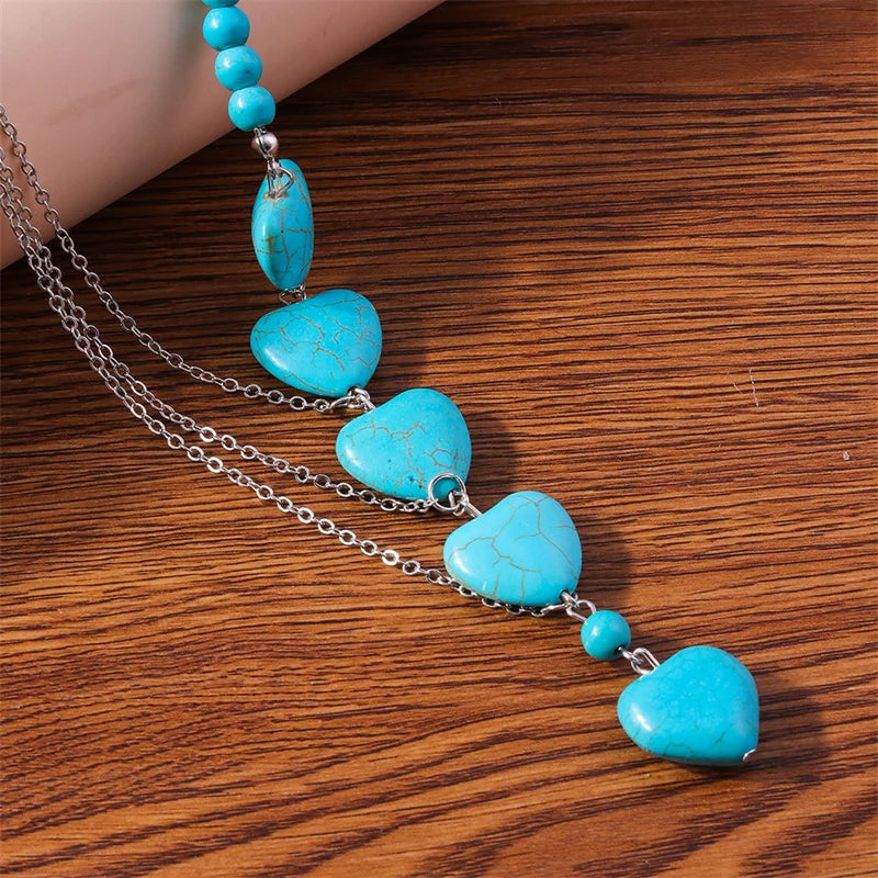 Turquoise Stone Heart Necklace