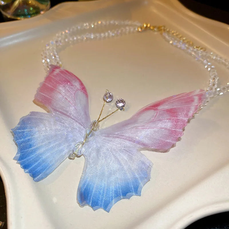 Butterfly Crystal Aesthetic Double Layer Necklace