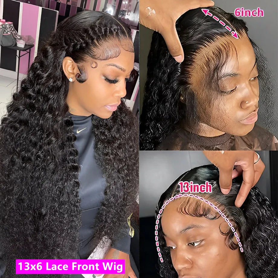 Deep Wave Frontal Wig 13x6 Lace Curly