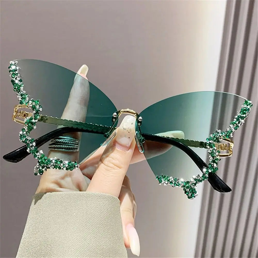 Luxury Butterfly Rimless Oversized Rhinestone Eyewear