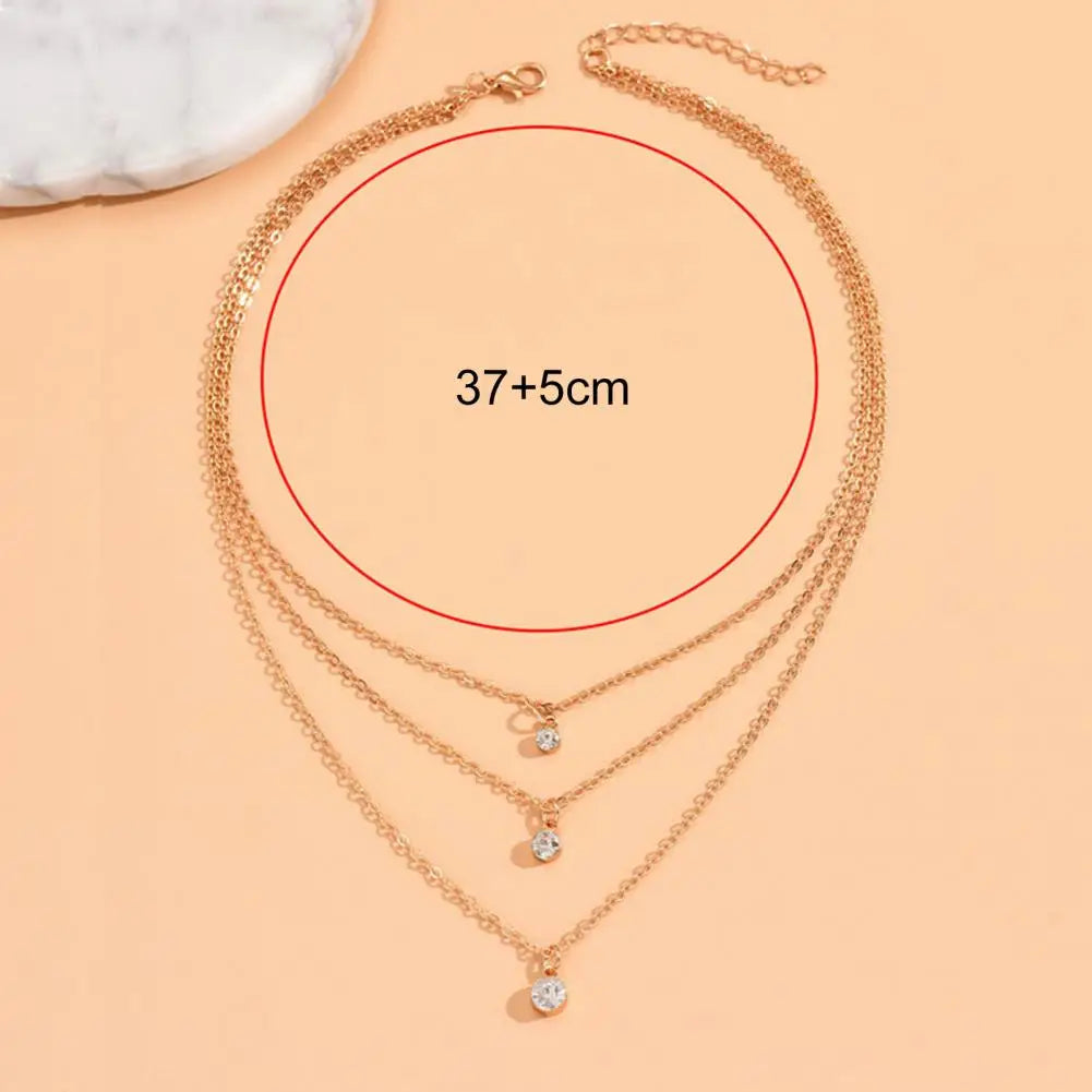 Adjustable Rhinestone Pendant Three Layers