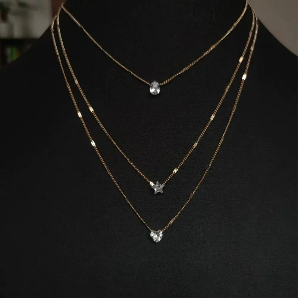 Multilayered Crystal Zircon Heart Star Charm