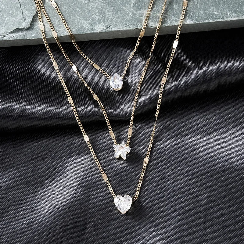 3Pcs/Set Love Heart Pendant Necklace