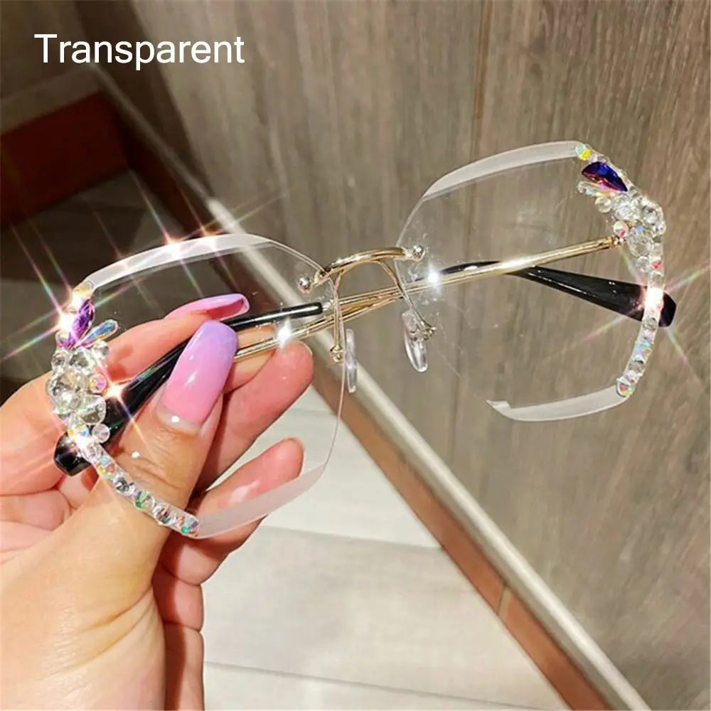 Rimless Trendy Retro Cutting Sunglasses
