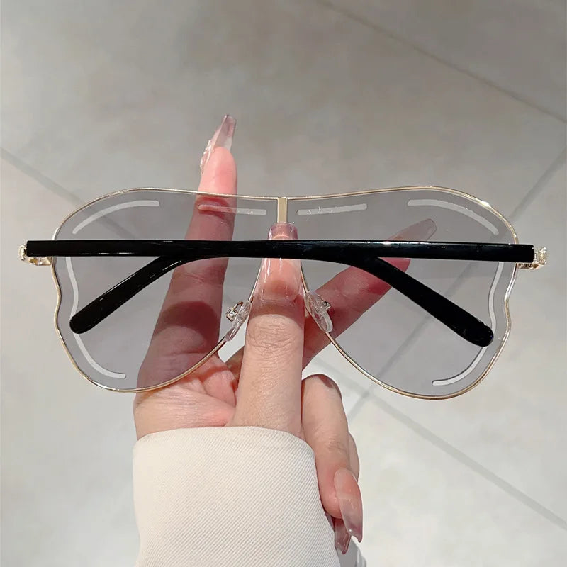 Luxury Oversized Shield One-Piece Punk Sunglasses - UV400