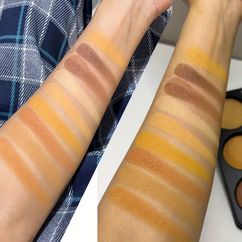 9-Color Dark Bronze Foundation Palette, Contouring, Concealer, Glitter