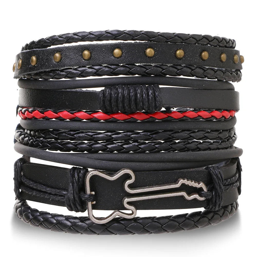 Adjustable Leather Set viking bracelet