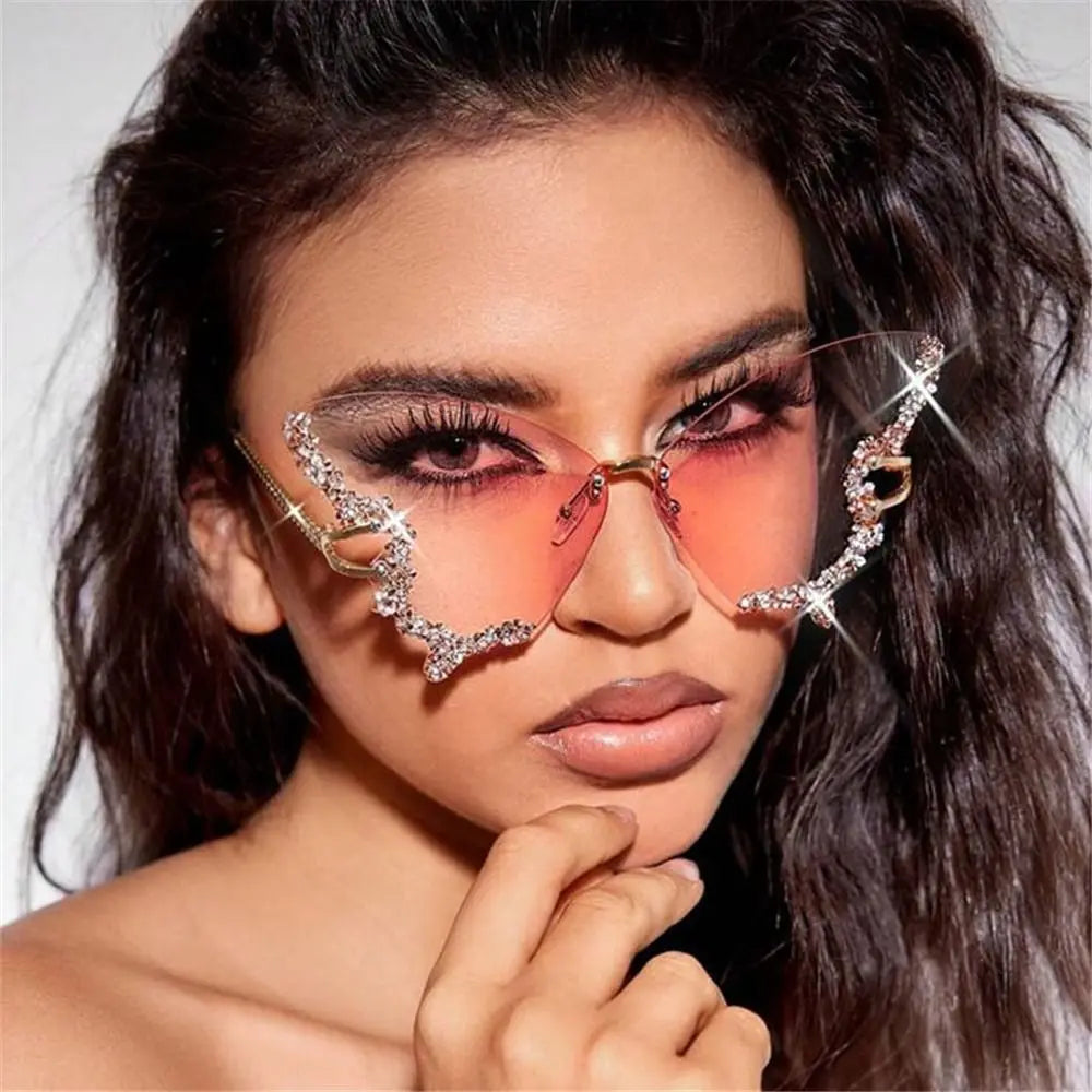 Luxury Butterfly Rimless Oversized Rhinestone Eyewear