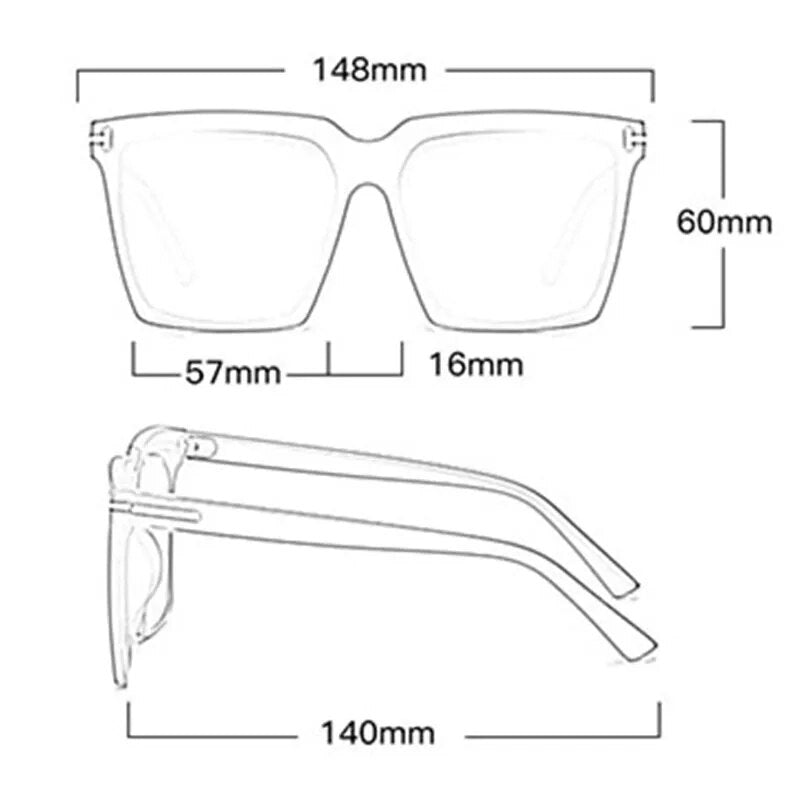 Large Frame Square Eyewear UV400