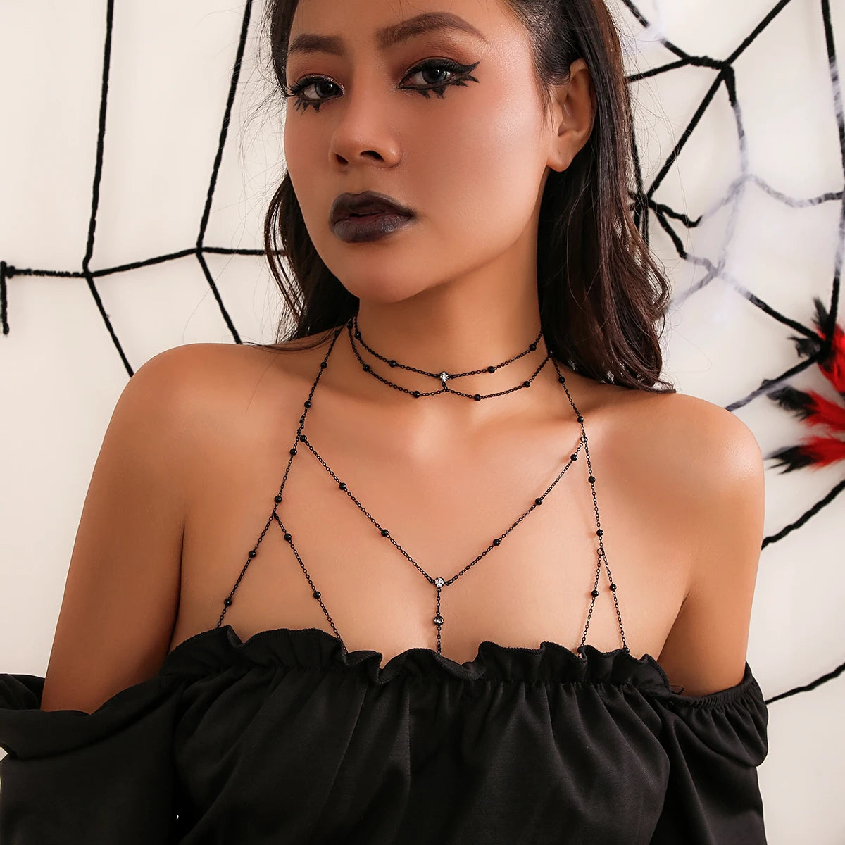 Cross Chest Bra Waist Belly Chain Necklace
