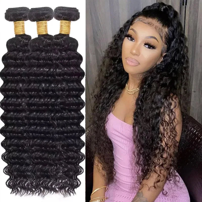 Brazilian 3 Bundles Virgin Deep Curly Human Hair