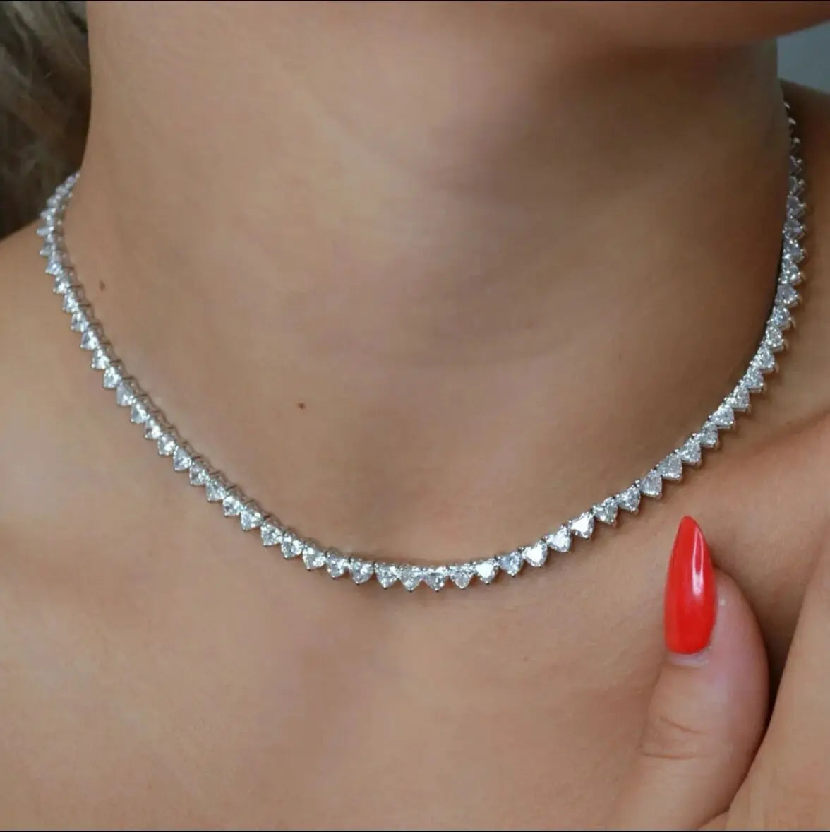 5A heart shape CZ iced out tennis necklace