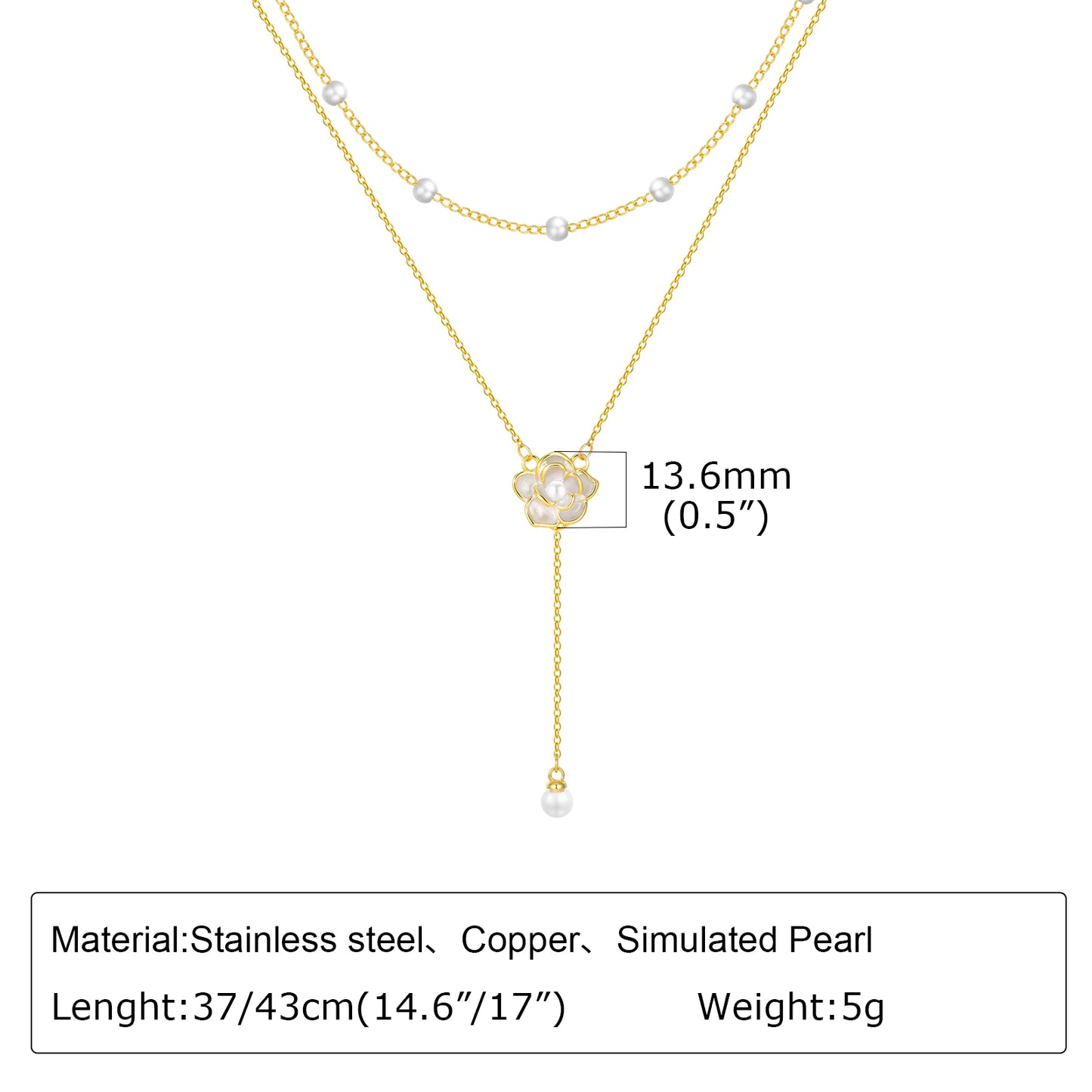 Gold Plated Lariat Necklace Double Layered