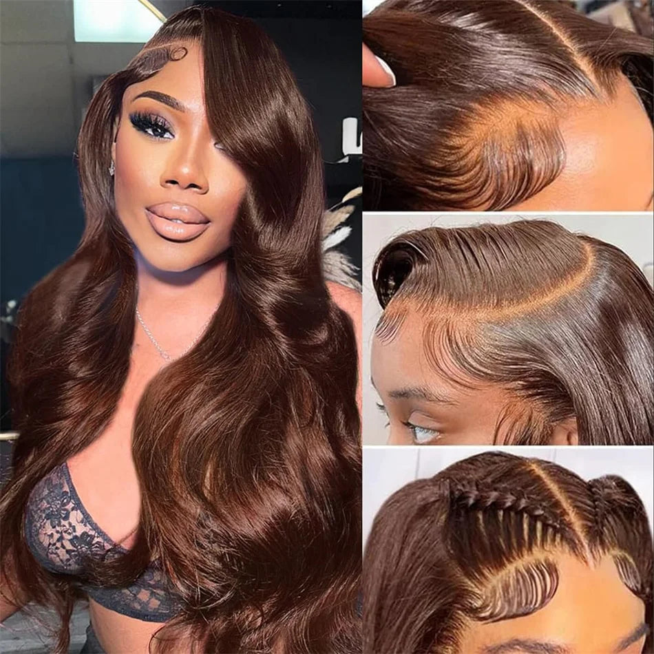 Chocolate Brown 13x6 HD Lace Frontal Wig Human Hair Wigs 4x4