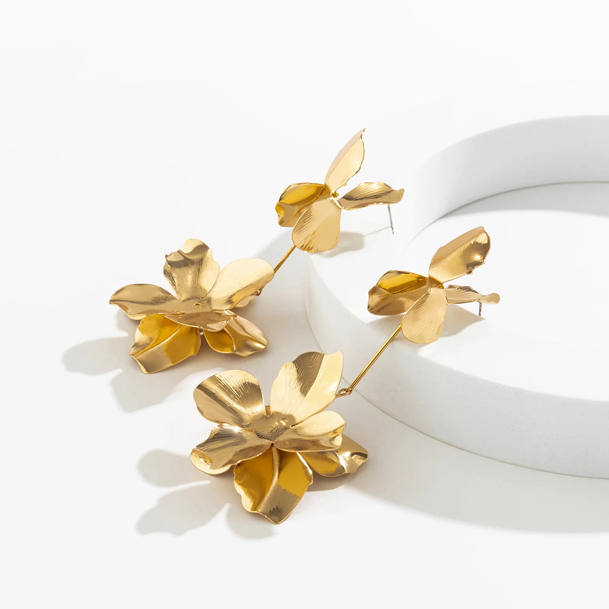 Flower Petal Pendant Drop Earrings