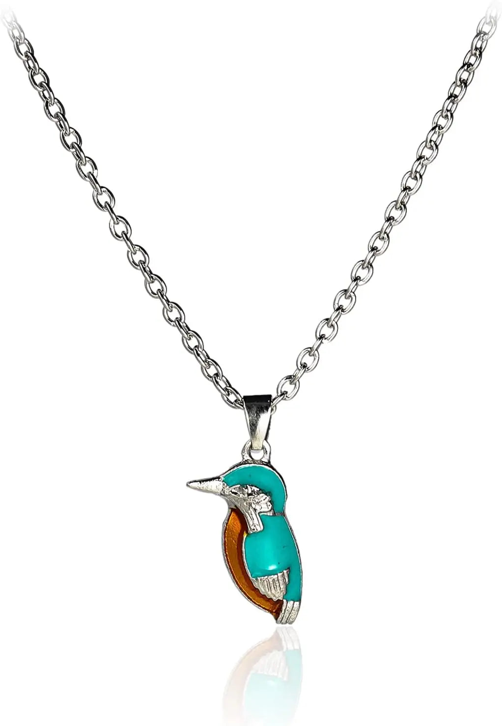 Natural Turquoise Boho Bead Silver Necklace