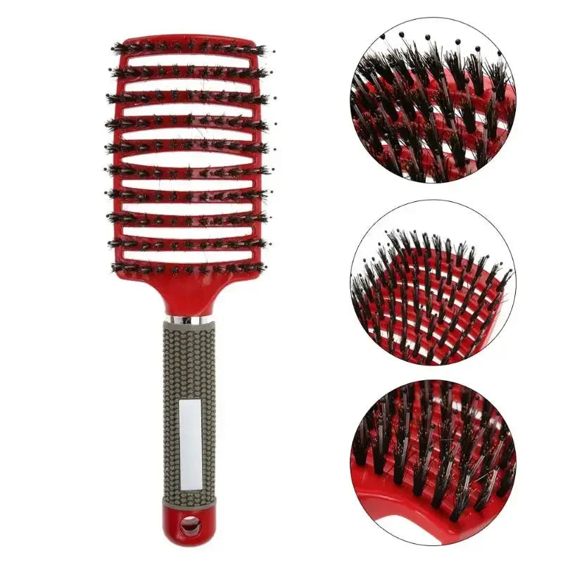 Nylon Bristle Scalp Massage Comb | Curly Detangler | Anti-Static Design