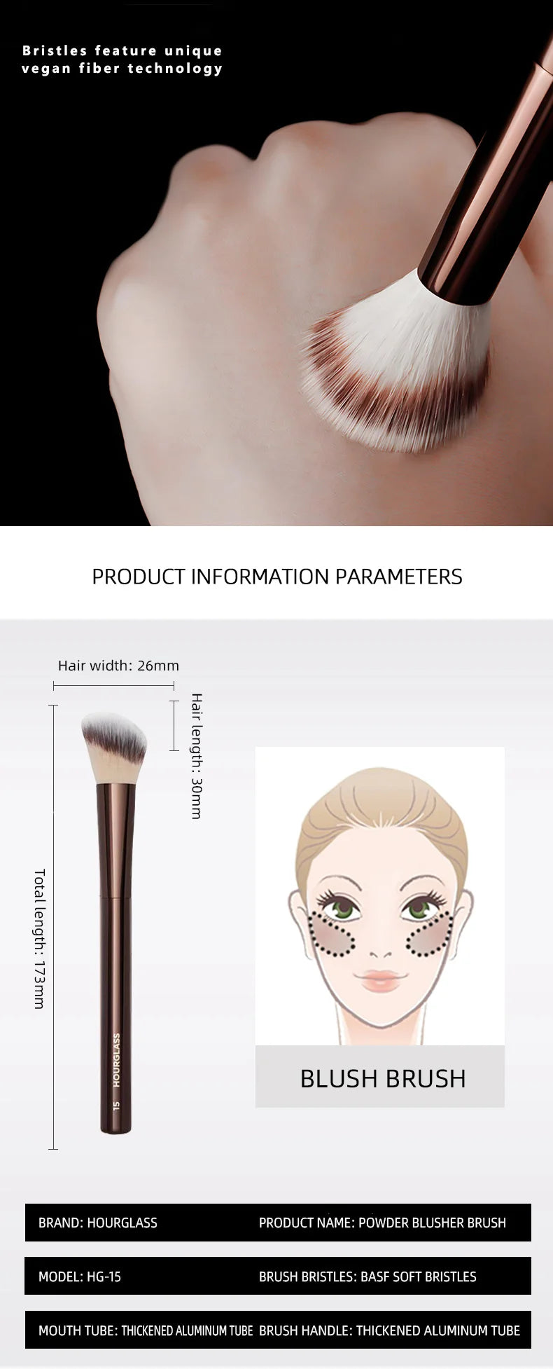 Liquid Blush Brush, Angled Contour Brush, Loose Powder Brush