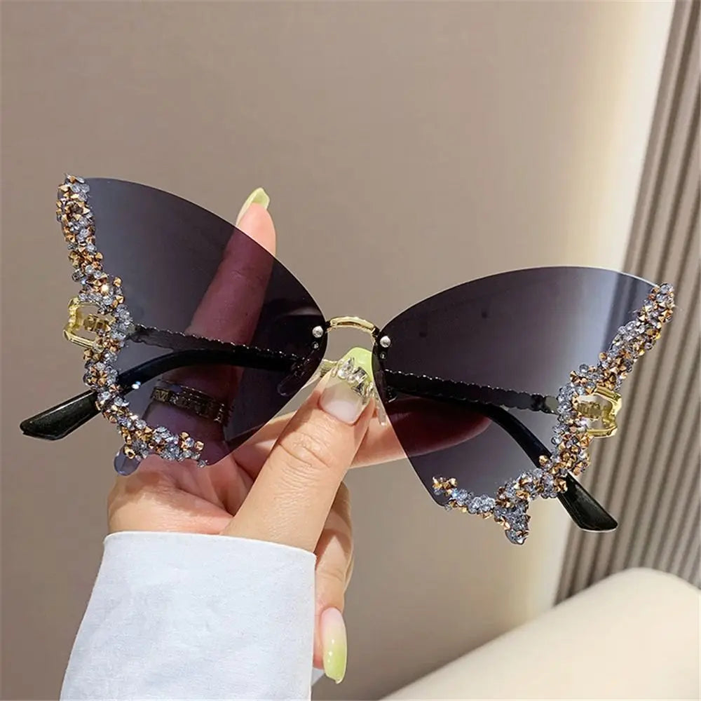 Luxury Butterfly Rimless Oversized Rhinestone Eyewear