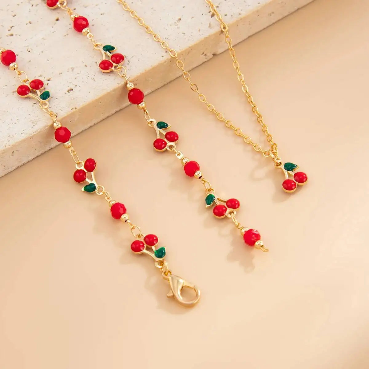 Romantic Cherry Long Chain Necklace