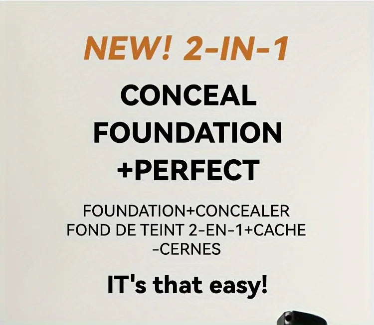 2-In-1 Oil Control Liquid Foundation And Concealer, Full Coverage Long Lasting Waterproof, Hydrating And Brightening Concealer