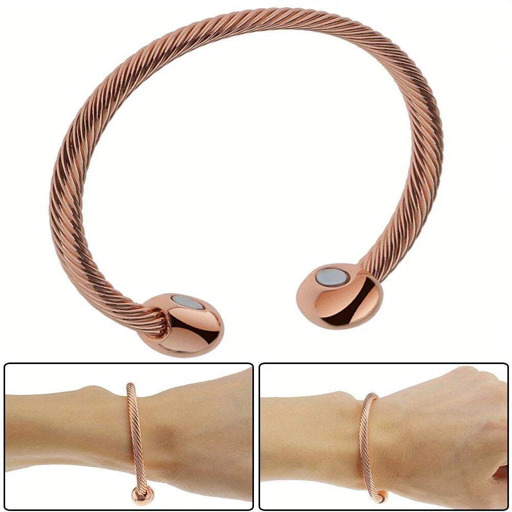 Magnetic Copper Bracelet Cuff Gold