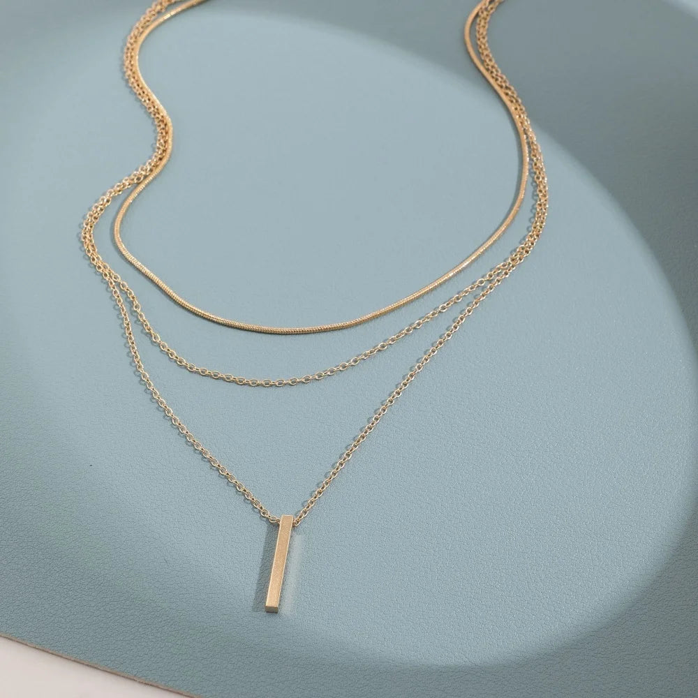Layered 14K Gold Plated Pearl Cuban Necklace